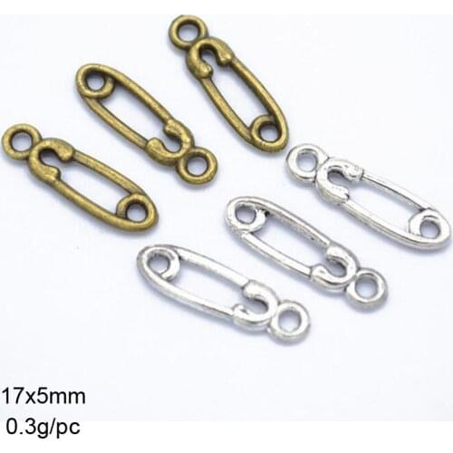 100pcs Tibetan Silver/ Bornze Plated Pins Charms Pendants For Making DIY Bracelet Necklace Jewelry 17x5mm