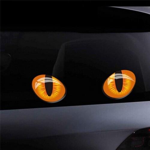 2pcs 12*10cm Cute Simulation Cat Eyes Car Stickers Vinyl Decal 3D Funny Design Reflective Rearview Mirror Window Sticker Styling