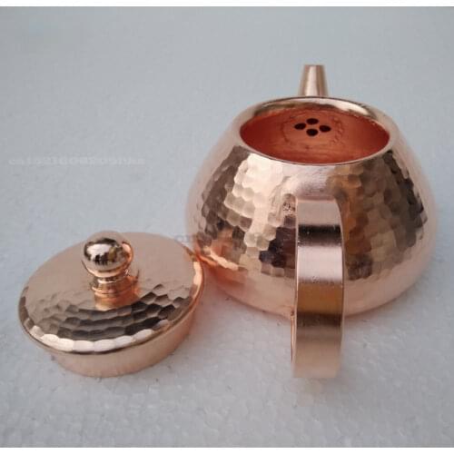 200ml Pure Red Copper Kettle Thickened Copper Kettle for Boiling Water Manual Hammer Pattern Tea Set Teapot Crafts