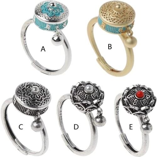 2021 Rings for women Buddhist Prayer Circle Lotus Heart Mantra Ring Lucky Ring Open Ring Design Street Fashion Jewelry Mujer