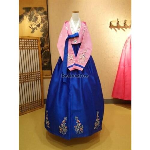2021 women traditional korean hanbok dress retro elegant princess royal court gown party folk dance stage oriantal dance dress
