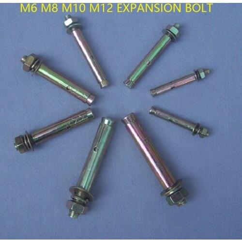 4pcs/lot M6x60mm M8*80mm M10X80 M12x100mm Steel+color zinc plated Expansion Screw Sleeve Concrete Anchor Bolt