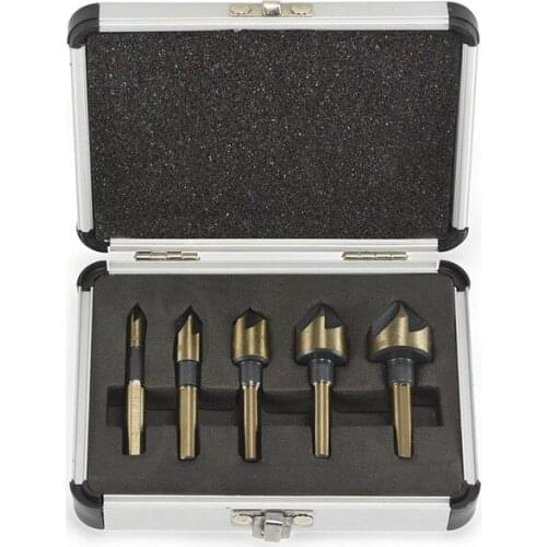 5Pcs/Set Industrial Countersink Drill Bit Tri-Flat Shank Quick Change Kit Tool