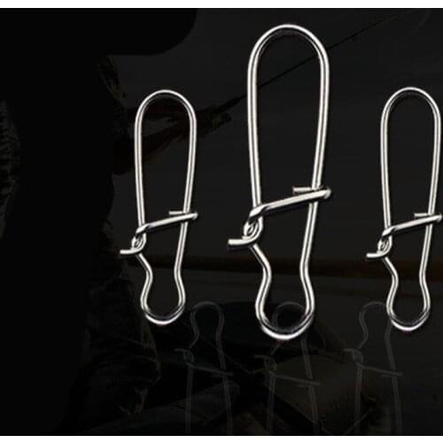 50pcs Stainless Steel Fishing Snaps Fastlock Clips Size 0-8 Safety Connector Accessories Tackle for Lures hooks