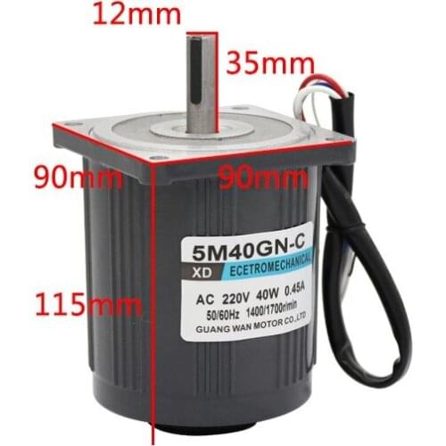 5M40GN-C AC220V Adjust Speed Motor Miniature Induction Motor 40W 1400rpm Speed Regulating Motor Suit with Speed Control Unit
