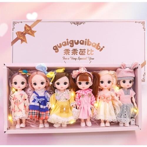 6pcs 16cm BJD Doll Gift Box Dress Up Girl Toys Including Free Gifts