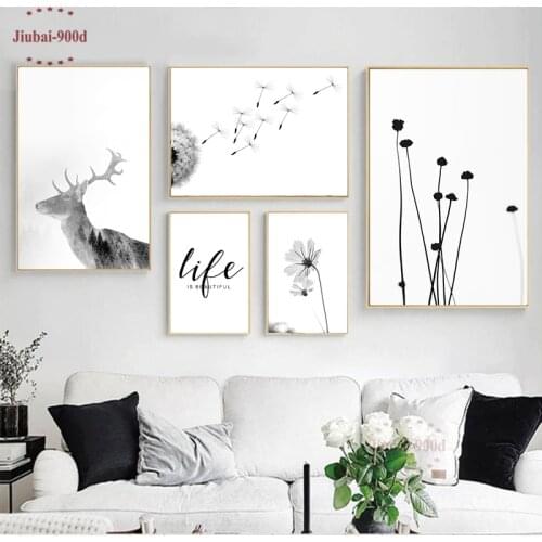 900D Canvas Painting Dandelion Deer Nordic Decoration Home Wall Pictures For Living Room Posters And Prints Wall Decor Art SAN85