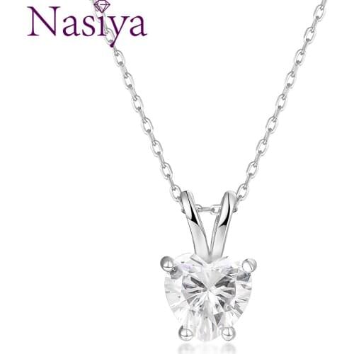 925 Sterling Silver Necklace for Women Heart Shape Zircon Moissanite Simple Necklace Gold Silver Wedding Pendants Jewelry Gift