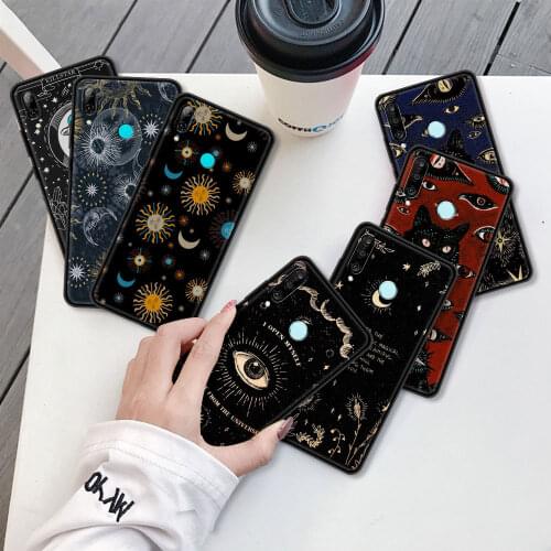 Death Tarot Cat Case For Huawei P30 Lite P Smart Z P40 P20 Pro Y6 2019 Honor 9S 20 Black Luxury Painted Phone Cover Capa