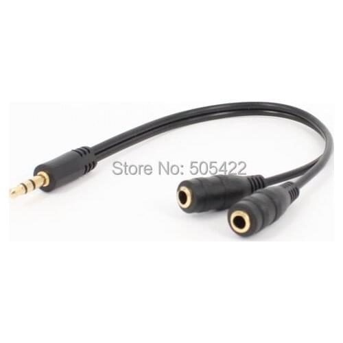 Black 3.5mm 1/8 Stereo Male Mini Plug to 2 Female RCA Jack Adapter Audio Y Cable