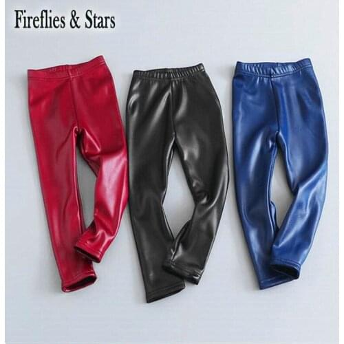 Spring Autumn girls PU leggings baby skinny pants kids casual bottoms children tights fashion shine faux leather 3 to 12 yrs