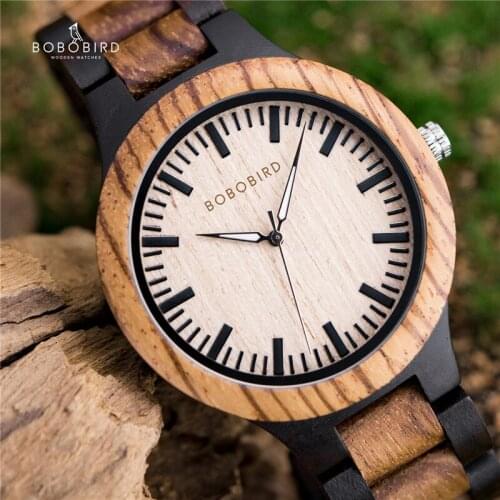 BOBO BIRD Couple Watch Wood Wristwatch Natural Zebrawood Handmade Gift for Lover amant montres Women Clock relogio masculino
