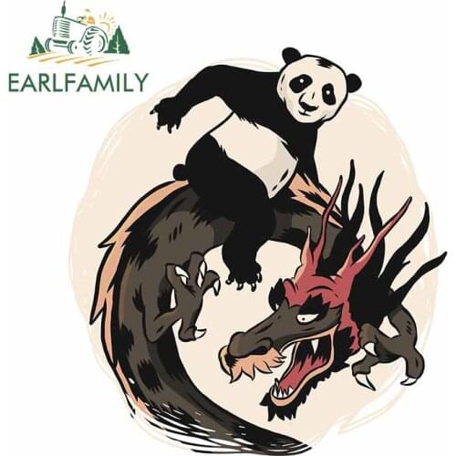 EARLFAMILY 13cm x 11.8cm For Panda Riding Dragon Car Bumper Window Stickers Bumper Decal Motorcycle Vinyl Material Decor