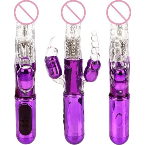 G-Spot Vagina Massager 360 Degree Rotation Dildo Vibrator Clitoris Stimulation Rabbit Vibrator Transfer Beads AV Rod