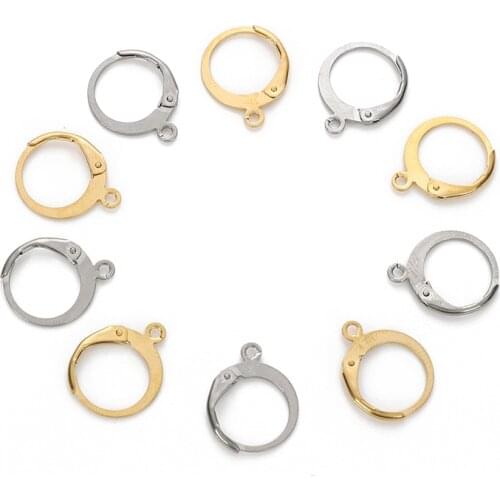 20pcs 14x12mm Golden Stainless Steel French Earring Hooks For Jewelry Making DIY Ear Wire Settings Base Hoops Ears Hook Handmade