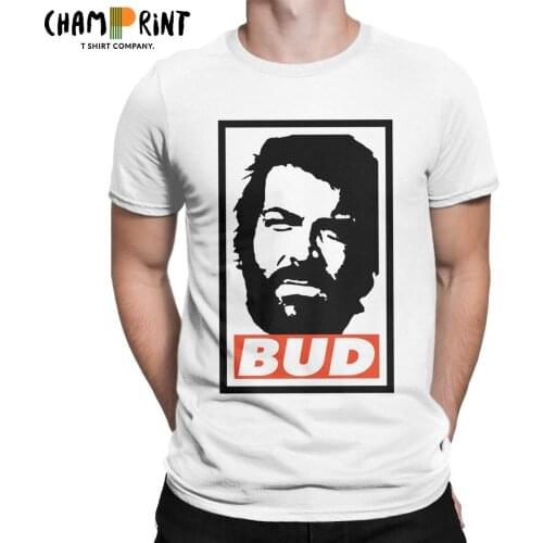 Bud Spencer Retro T Shirt for Men 100% Cotton Vintage T-Shirts O Neck Tee Shirt Short Sleeve Clothing Printed