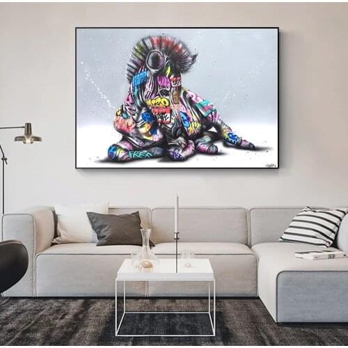 Graffiti Art Horse Posters And Prints Colorful Zebra Canvas Painting Wall Art Modern Decoration Picture For Living Room Cuadros