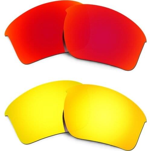 HKUCO For Half Jacket 2.0 XL Sunglasses Polarized Replacement Polarized Lenses Red/24K Gold 2 Pairs