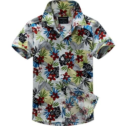 Cotton 100% floral shirt hawaiian shirt aloha shirt for boy T1517