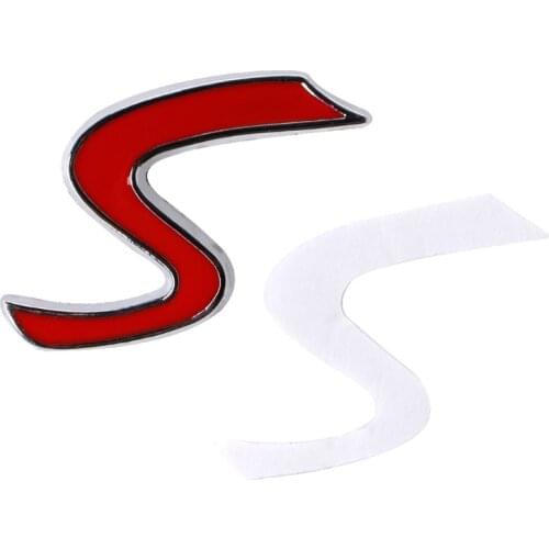 Chrome Metal Red S Car Tail Emblem Badge Decal Sticker For BMW Mini Cooper