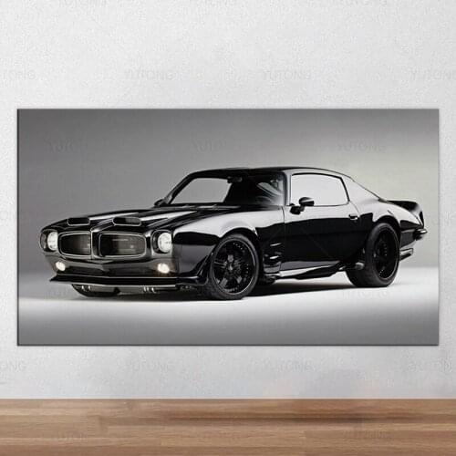 Classic Cool Firebird Black Sport Cars Poster Canvas Paintings Car Pictures Wall Art for Living Room Home Decor Frame