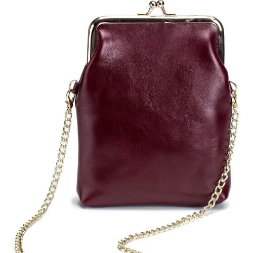 Female Girl Genuine Leather Coin Phone Money Bag Small Clutch Pouch Women Handbags Mental Chain Organizer Purses Phone Bag