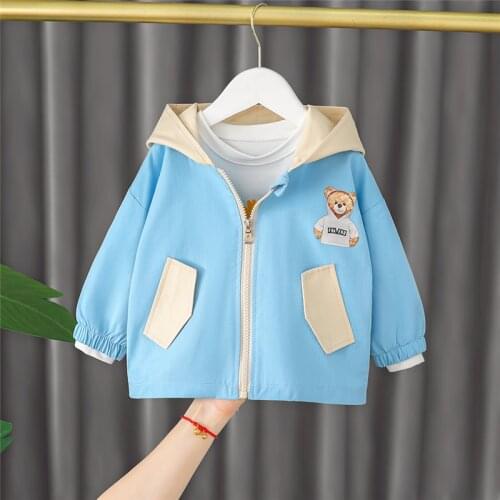 Baby Girls Boys Coats 2021 Autumn Cartoon Bear Kids Jackets Children Hooded Windbreaker Toddler Infant Clothing Casual Outerwear