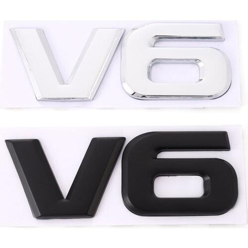 3D Metal V6 V8 Car Stickers Emblem Badge Decal for BMW Audi Ford Focus Honda Toyota Suzuki Skoda KIA Nissan Mercedes Lexus Volvo