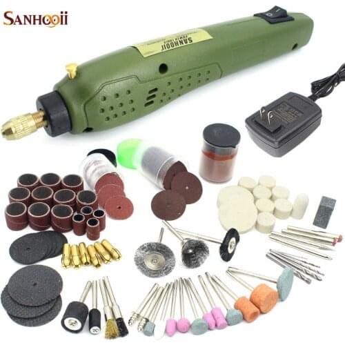 SANHOOII Powerful Mini Electric Drill +Grinding Accessories Set Multifunction Artistic Engraving Tool kit 16000rpm 15W DC 12V/2A