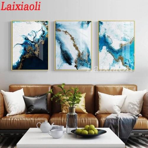 3 pcs set abstract Blue color lines Diamond Embroidery paint by daimonds Full round square Drill 5d DIY Diamond Painting mosaic