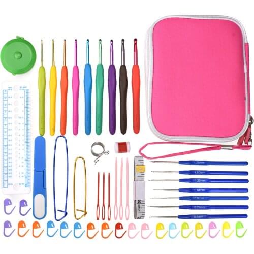 Crochet Hook Set 52 Full Knitting Gauge Scissors Knitting Sewing Needle DIY Craft Sewing Accessories With Fashion Storage Bag