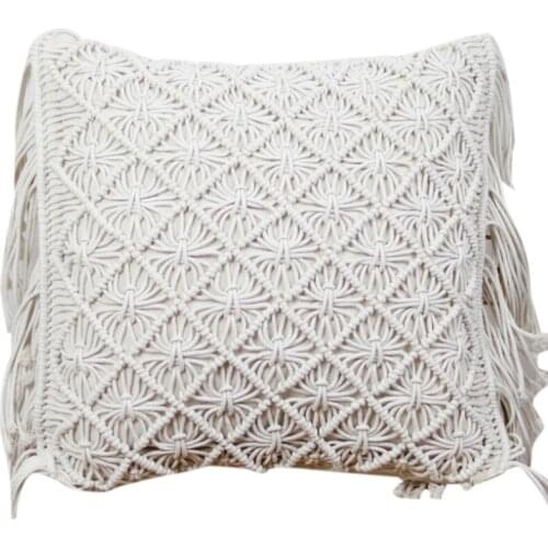 Cushion Covers Cotton Linen Macrame Hand-Woven Thread Pillow Covers Geometry Bohemia Style Pillowcase Home Decor 45X45cm