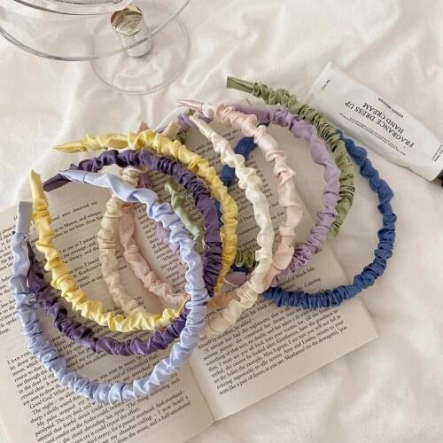 New Korean Simple Style Color Women Headband Satin Folds Girls Hair Bands Hair Hoop Fashion Hair Accessories