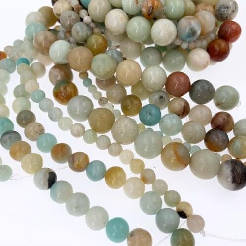 Wholesale Natural Stone Beads Mixed Amazonite Loose Beads for Jewelry Making Necklace Bracelet DIY 4 6 8 10 12mm
