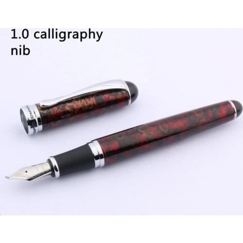 Jinhao red Ice flower 750 Silver Trim Calligraphy Nib Fountain Pen