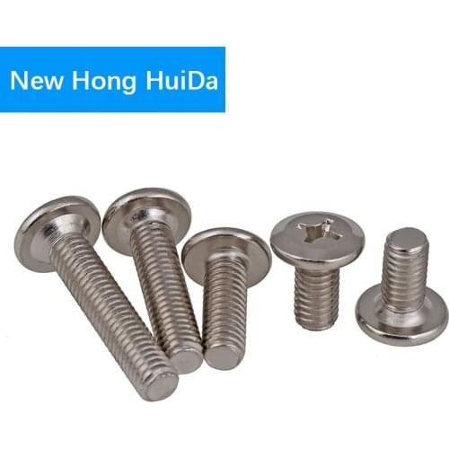 M6 M8 Flat Round Machine Screw Metric Thread Cross Recessed Furniture Screw Bolt Barrel Steel Nickel Plated