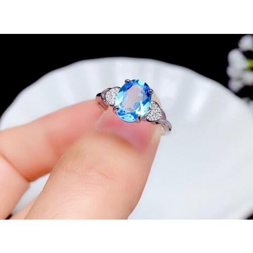 Simple and exquisite, natural topaz ring, 925 silver, woman exclusive gem, look for natural gem shop