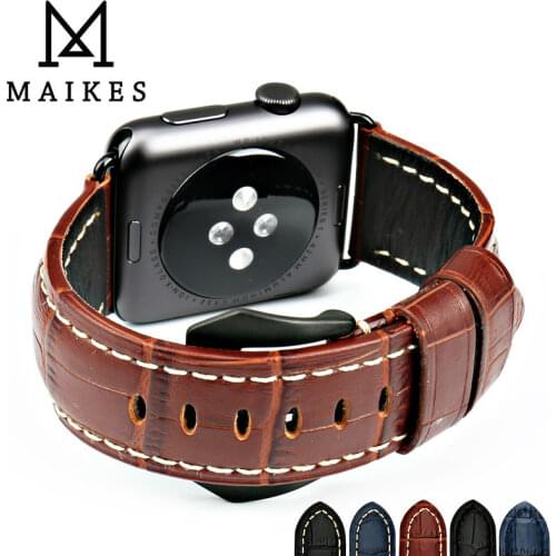 MAIKES genuine leather watch strap watchband watch accessories for iwatch series 4/3/2/1 Apple Watch bands 44mm 40mm 42mm 38mm