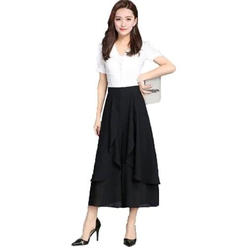 Chiffon Loose Pants Womens Summer Thin Cropped Pants Skirt High Waist Drape Yarn Pants Pants for Women