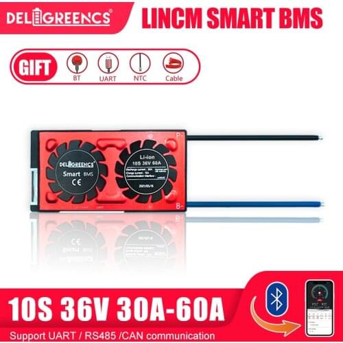 Smart BMS 10S 30A 40A 60A UART 485 Bluetooth for 36V Li-ion Battery Pack Energy Storage With Balance