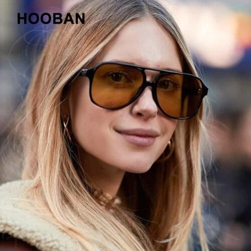 HOOBAN 2021 Luxury Pilot Sunglasses Men Women Vintage Oversiezd Aviator Sun Glasses Unisex Fashion Driving Eyeglasses UV400
