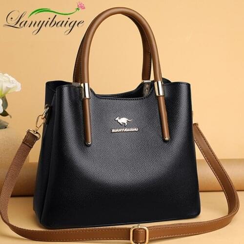 High Quality Womens PU Leather Shoulder Bags Large Capacity Solid Color Messenger Bag Brand Designer Womens Bag Top Handbag