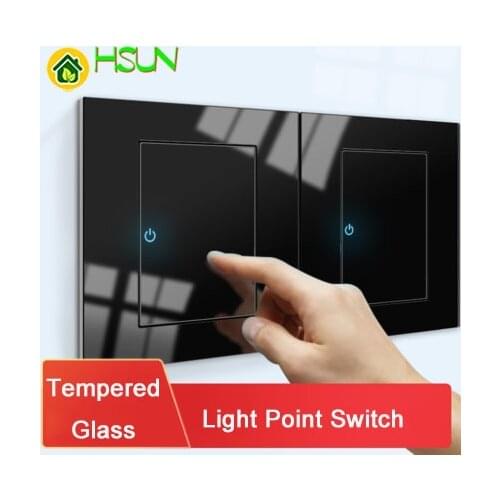 86 Type Black Tempered glass Switch 1 2 3 4 gang 1 2 way Lizard Point Switch Comuter TV Telephone Socket Household Wall Switch