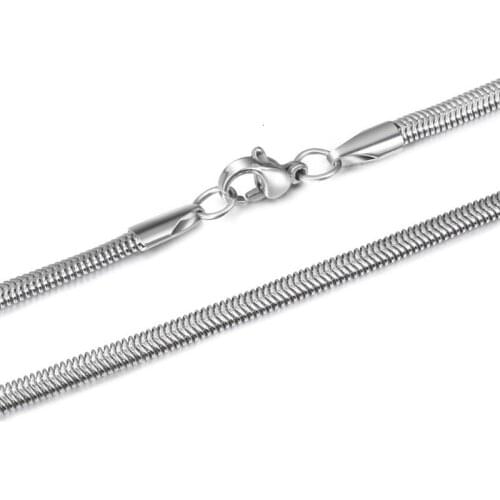 Stainless Steel Single Strand Chain Necklace for Men Women Flat Snake Chain on The Neck for Pendant High Quality Never Fade