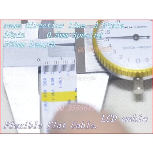 0.5mm Spacing + 300mm Length + 30Pin A / same direction line Soft wire FFC Flexible Flat Cable 30P*0.5A*300MM