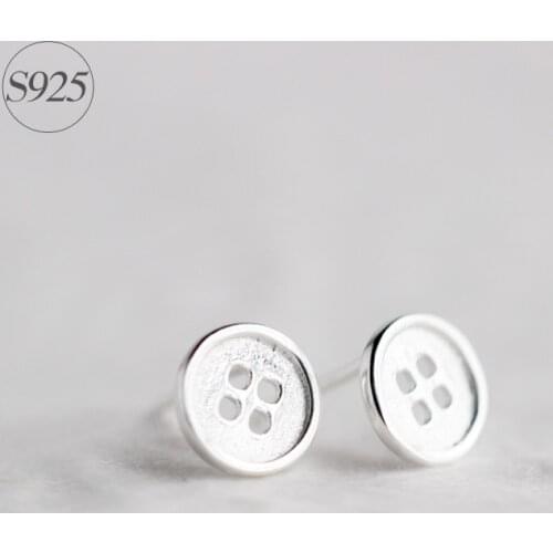 1pair Cute Girls /Child ladys Real. 925 Sterling Silver Round fastener /Button Shape Stud Earrings 6MM 8MM GTLE710