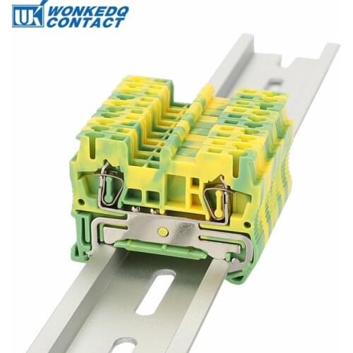 Din Rail Terminal Blocks10Pcs ST-1.5PE Connectors Return Pull Type Spring Cage Connection Ground Terminal Blocks Screwless