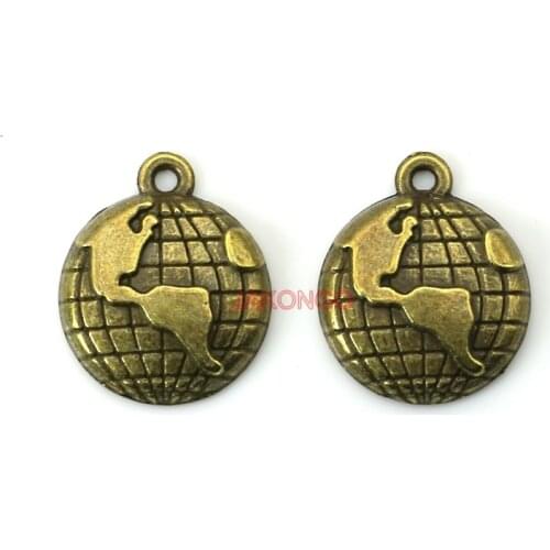 20pcs Antique Silver Plated Global Map Charms Pendants for Jewelry Making Necklace Earrings DIY Handmade Craft 20x16mm