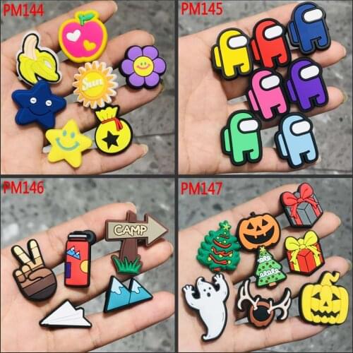 50Pcs Ghost Cartoon Animals Game Camp Charms Shoe Accessories Garden Shoe Decorate For Buckle Girls Love X-mas Gift Croc Jibz