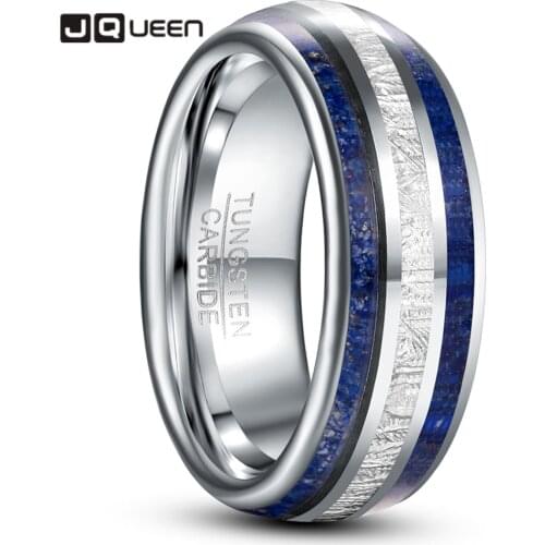 8mm Imitation Meteorite Lapis Lazuli Tungsten Carbide Ring Mens Wedding Ring Gift